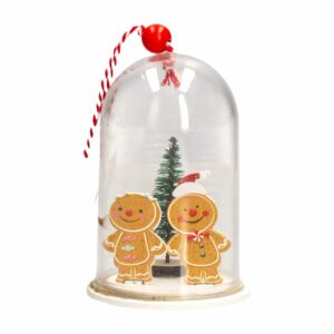 Campana Navideña Transparente Muñeco Jengibre Y Árbol JOY Unidad