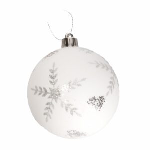 Esfera Navideña Blanca Y Plateada Copo De Nieve JOY Unidad