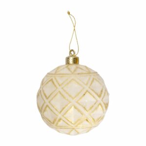 Esfera Navideña Blanca Diseño Rombos JOY Unidad