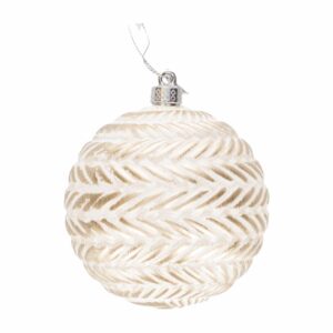 Esfera Navideña Blanca Con Línea JOY Unidad