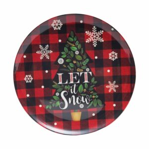 Plato Navideño Let It Snow Rojo Y Negro JOY 27,94 Cm