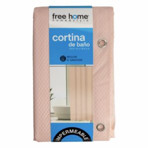 Cortina De Baño Básica Con Relieve Rosa FREE HOME 180X180 CM