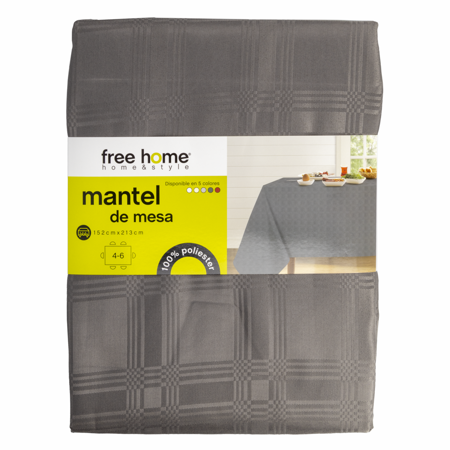 Mantel De Mesa Mantel 6 Puestos Plomo FREE HOME 152X213 CM - Imagen 2