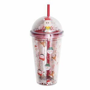 Botilito Navideño Doble Pared Con Sorbete FREE HOME Plástico