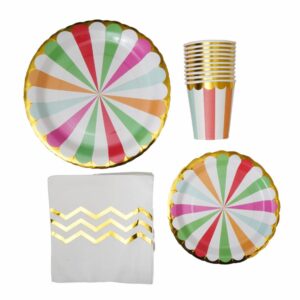 Set De Platos Vaso Servilleta Colores UNIFELICIDAD X 10 Uds