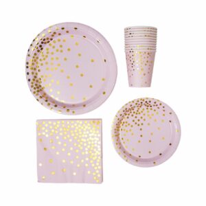 Set De Platos Vaso Servilleta Rosado UNIFELICIDAD X 10 Uds