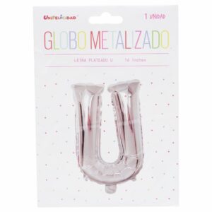 Globo Metalizado Plateado U UNIFELICIDAD 16"