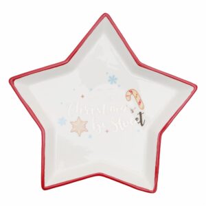 Bandeja Decorativa Navideña Con Forma De Estrella Christmas Be Sweet KOOME Blanco