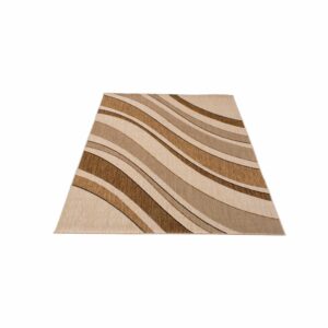 Alfombra De Área Decorativa Con De Ondas Tono Café Beige BALTA 230 x 160