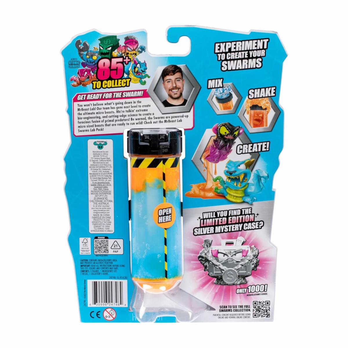 Paquete de Laboratorio Enjambres Atómicos MR BEAST LAB SWARMS Incluye 5 Micro Bestias Sorpresa