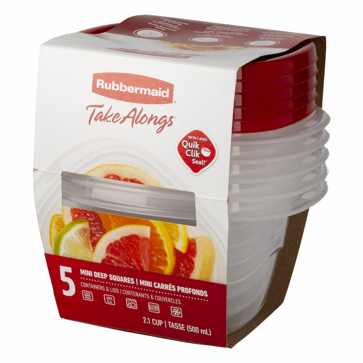 Set Reposteros Cuadrados RUBBERMAID 5X500 Ml