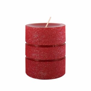 Vela Pilar Redonda Roja Anillo Escarcha LAVEL 7 X 10 Cm