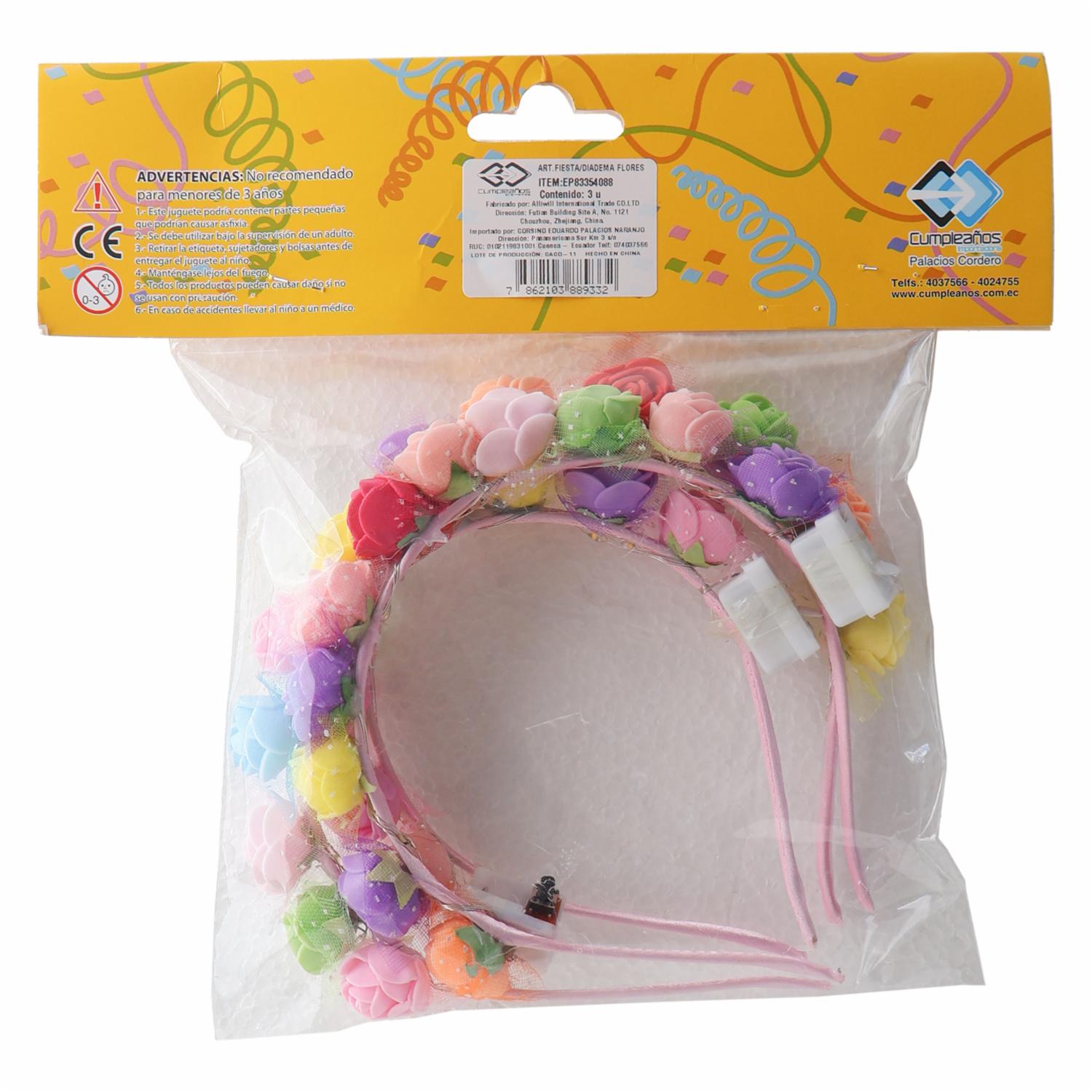 Diadema De Flores Con Luz PARTY FAVORS X 3 Uds - Imagen 2
