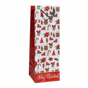 Funda Regalo Para Botella Estándar Navideña EXH 12cm x 34.70cm x 11.50 cm