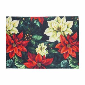 Individual Navideño Textil Ponsetias Rojo Con Blanco KIKEMAR 45 X 32 Cm