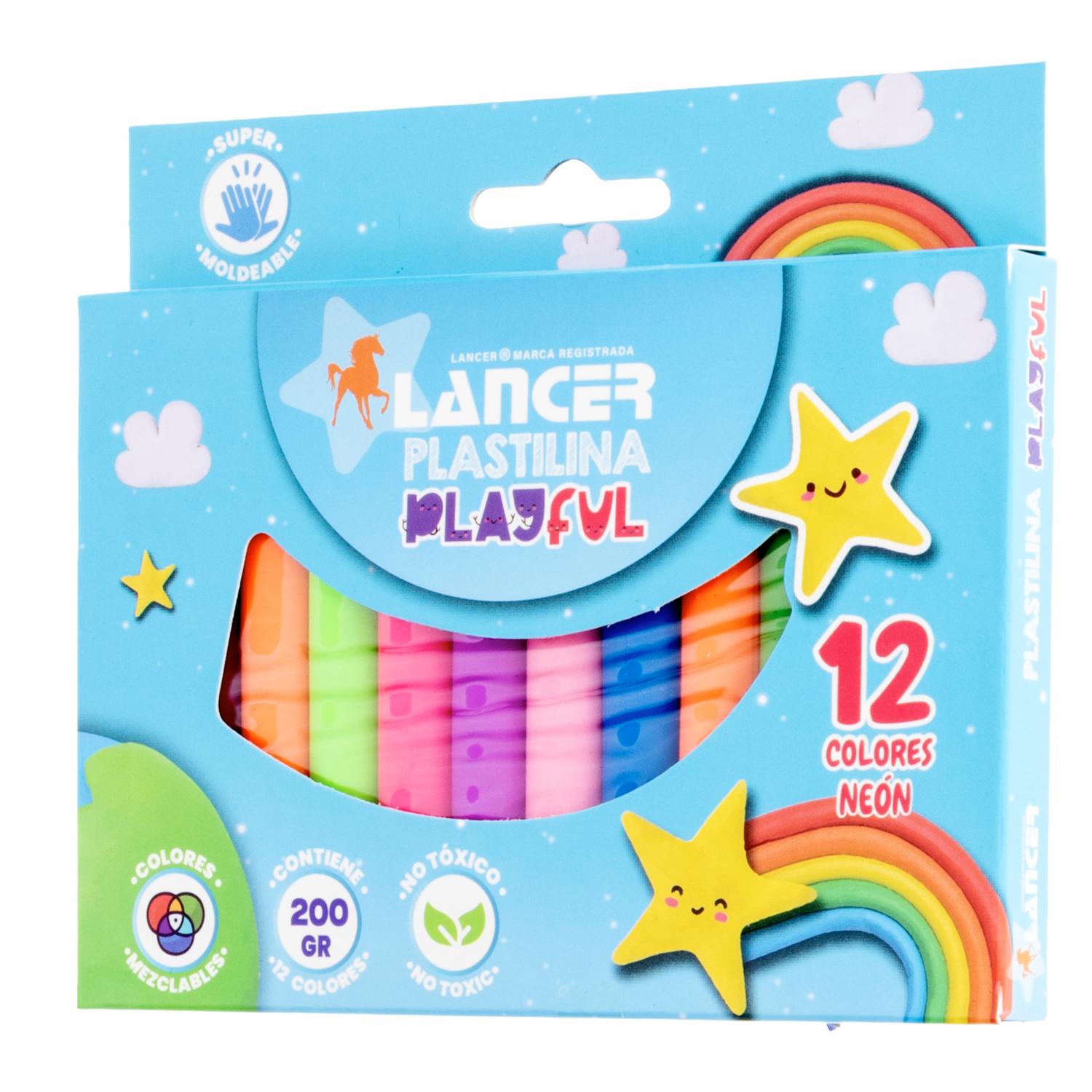 Plastilina De Colores Neón LANCER 12 Piezas