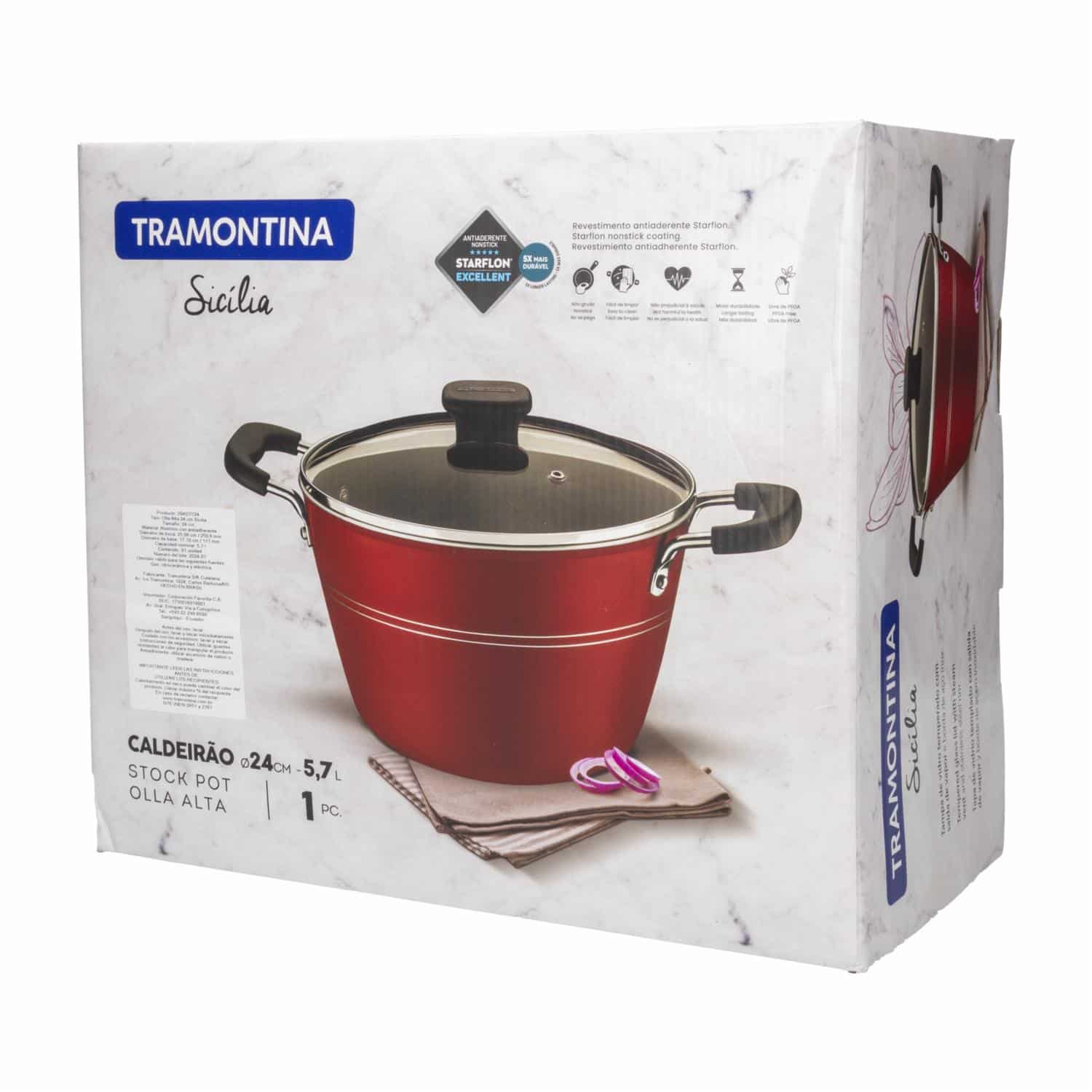 Olla Alta Sicilia Rojo TRAMONTINA 24 Cm - Imagen 2