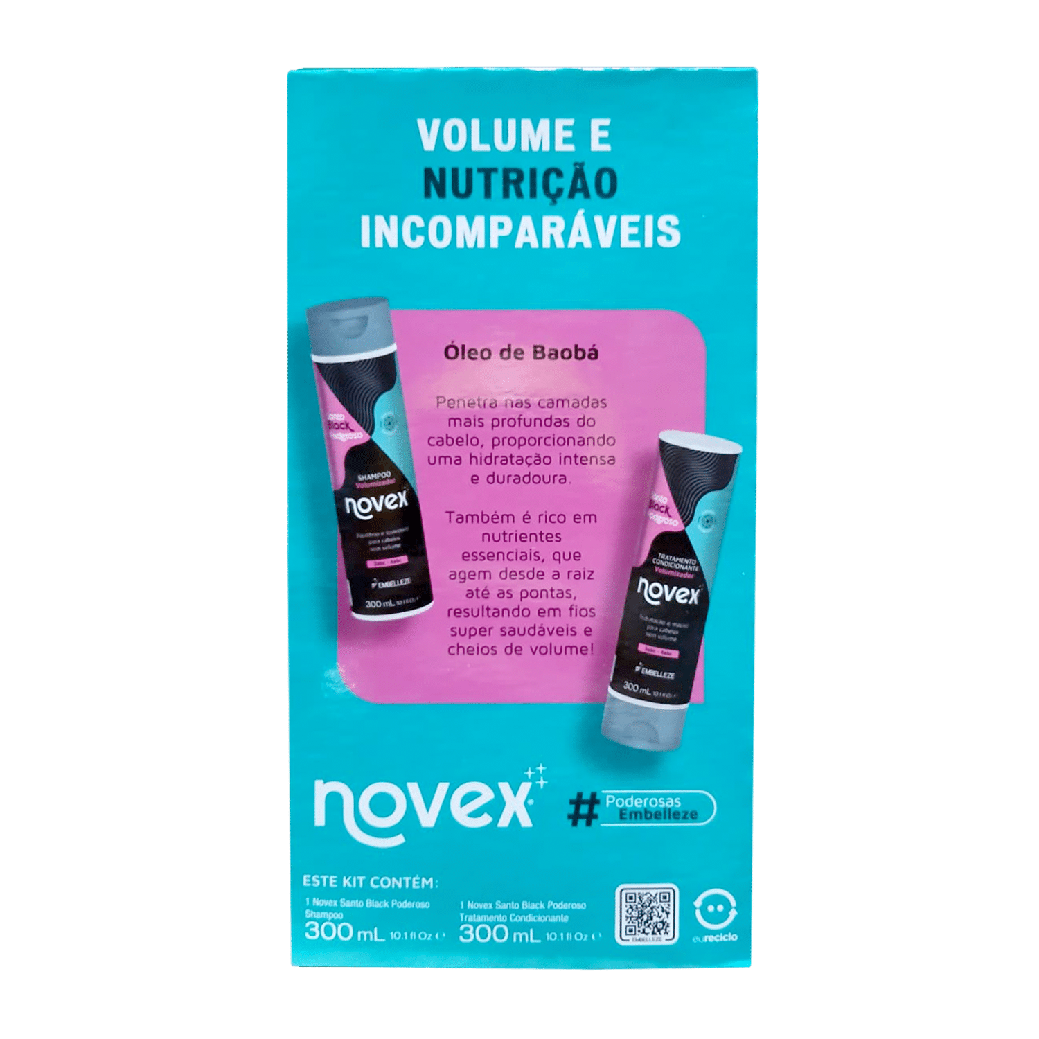 Shampo De Cabello Y Acondicionador Santo Black Poderoso Pack NOVEX 2 X 300 Ml - Imagen 2
