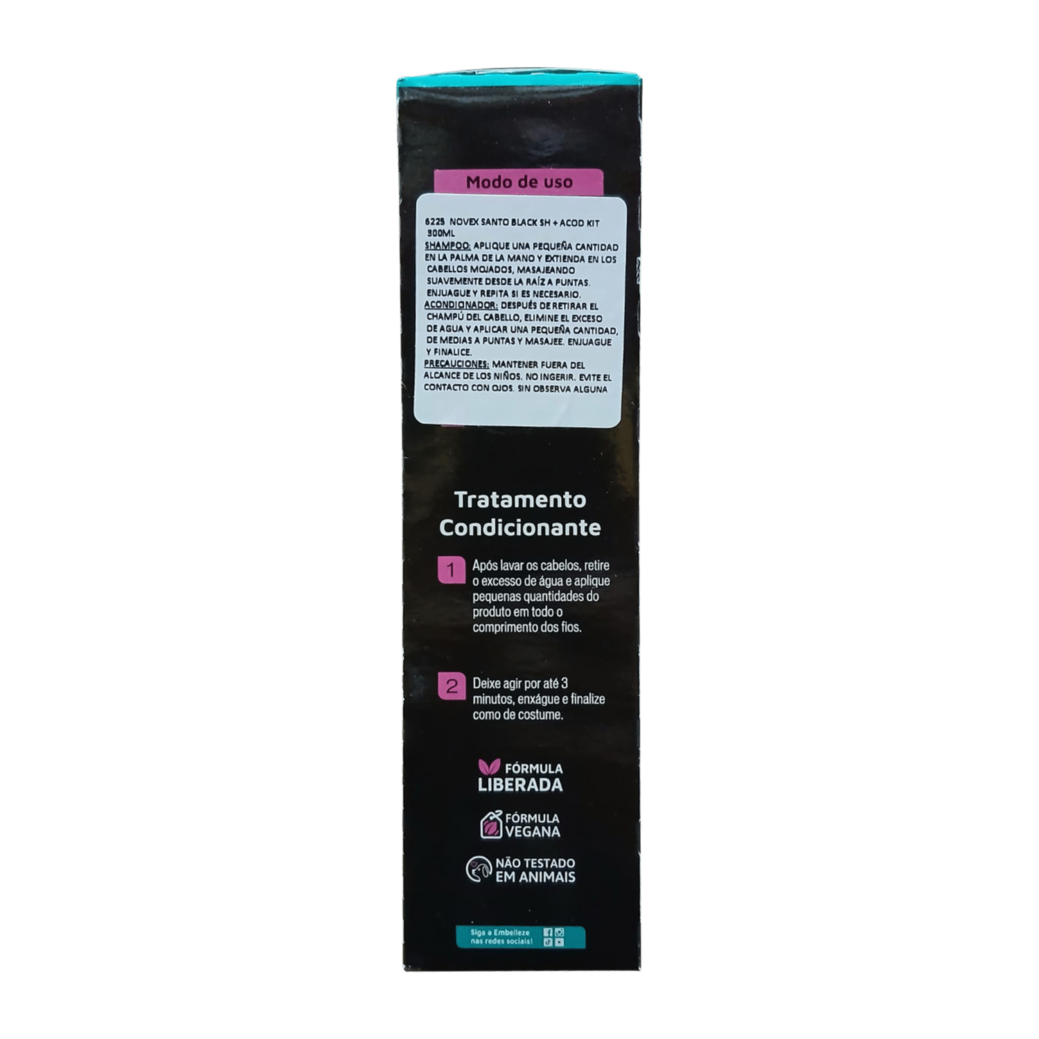 Shampo De Cabello Y Acondicionador Santo Black Poderoso Pack NOVEX 2 X 300 Ml - Imagen 3