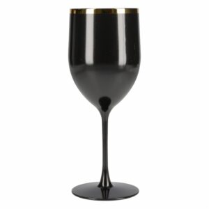 Copa Para Vino Plástica Génova Golden Negro NEOPLAS 400 Ml