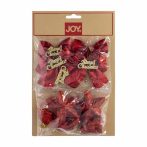 Adornos Navideños Varias Formas Color Rojo JOY 12 Uds