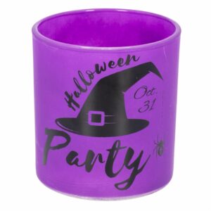 Porta Vela De Vidrio Halloween Morado JOY 8 Cm