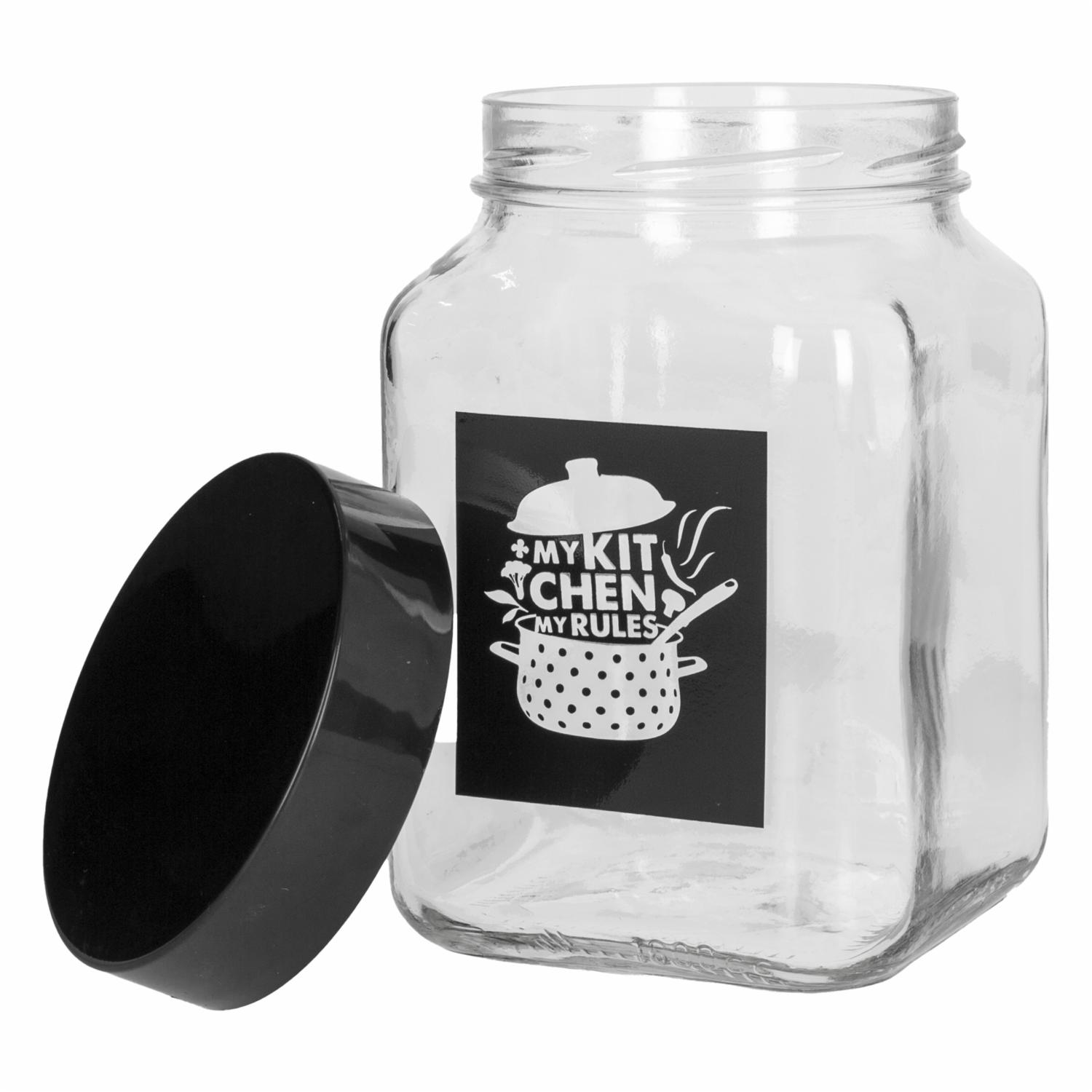 Frasco Cuadrado Mi Cocina Mis Reglas Mediano HEREVIN - Imagen 2