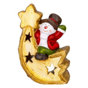 Adorno Navideño Cerámica Snowman Led Natural JOY 1 Pieza