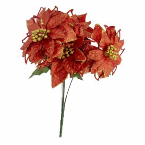 Ramo Navideño De Flores Rojo JOY 13 Cm