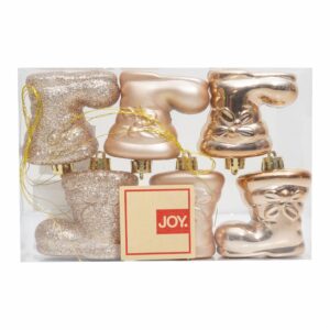 Adornos Navideños Colgantes Bota Oro Rosa Set JOY X 6 Piezas