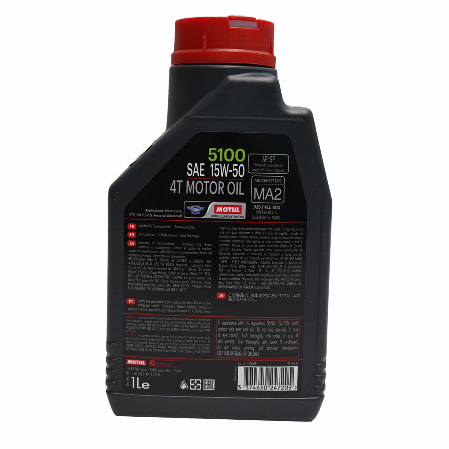 Aceite De Moto 5100 15W50 Semisintético MOTUL 1 Litro