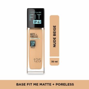 Base De Maquillaje Líquida Fit Me Mate + Poreless Fps 22 Tono 125 Nude Beige MAYBELLINE NEW YORK 30 Ml