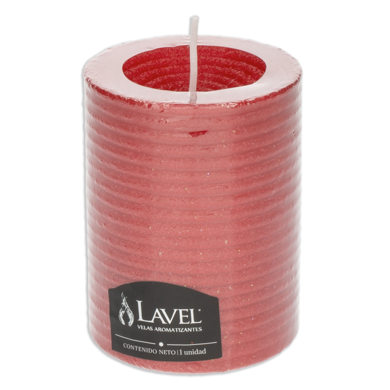 Vela Decorativa Texturizada Redonda Roja LAVEL 10 X 7 Cm - Imagen 2
