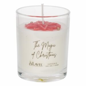 Vela Navideña En Vaso Figura Ponsetia LAVEL 9.5X7.5 Cm