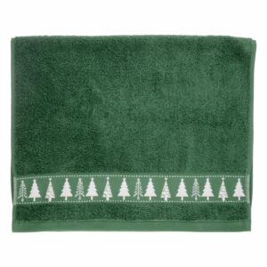 Toalla De Manos Navideña Verde Con Arbolitos RENATTA 80X50 Cm