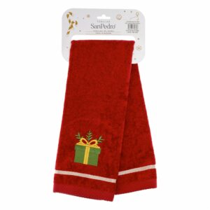 Toalla De Tocador Navideña Regalo Rojo RENATTA 70X40 Cm