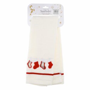 Toalla De Tocador Navideña Blanca Botitas RENATTA 70X40 Cm