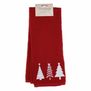 Toalla De Cocina Navideña Rojo Árboles RENATTA 70X40 CM