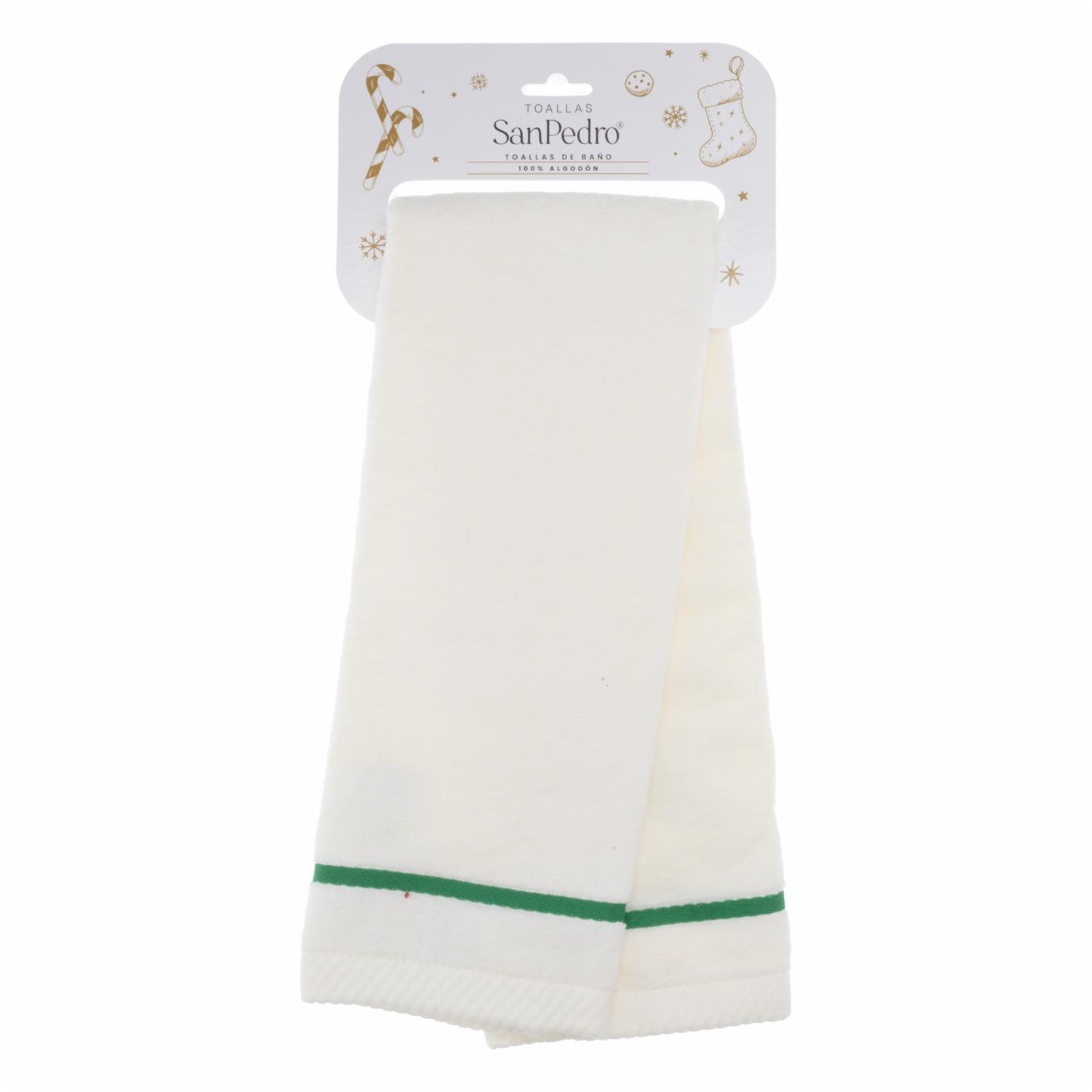 Toalla De Tocador Navideña Blanco Brillante Árbol Verde RENATTA 70X40 Cm - Imagen 3