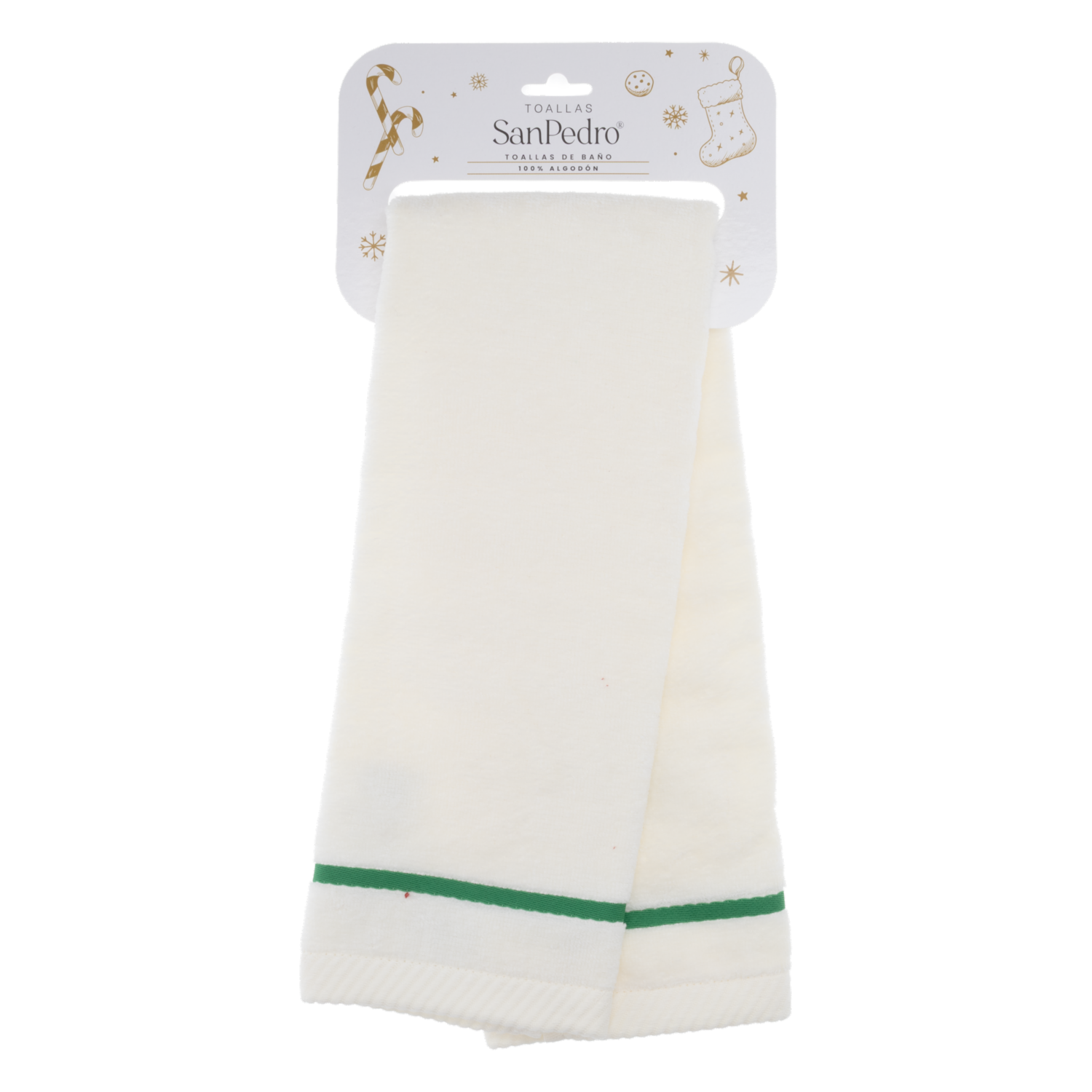 Toalla De Tocador Navideña Blanco Brillante Árbol Verde RENATTA 70X40 Cm - Imagen 4