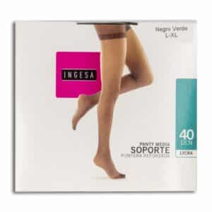 Panty Media Lycra Soporte Negro Verde 40 Den INGESA L-XL