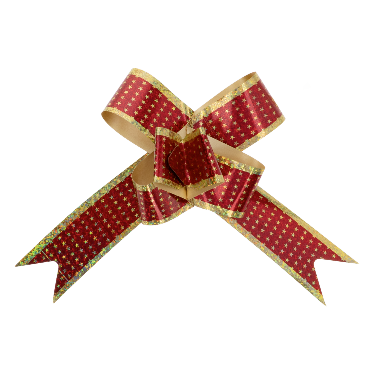 Lazo Mágico Para Regalo Diseño Metálico Impreso Estrellitas Rojo SPLENDOR 42 Cm X 19 Mm - Imagen 2