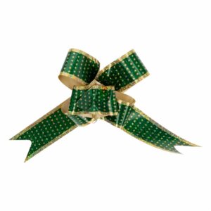 Lazo Mágico Para Regalo Diseño Metálico Impreso Estrellitas Verde SPLENDOR 42 Cm X 19 Mm