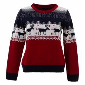 Sweaters Navidad Con Diseño De Reno Mangas Largas Cuello Redondo TREND & STYLE