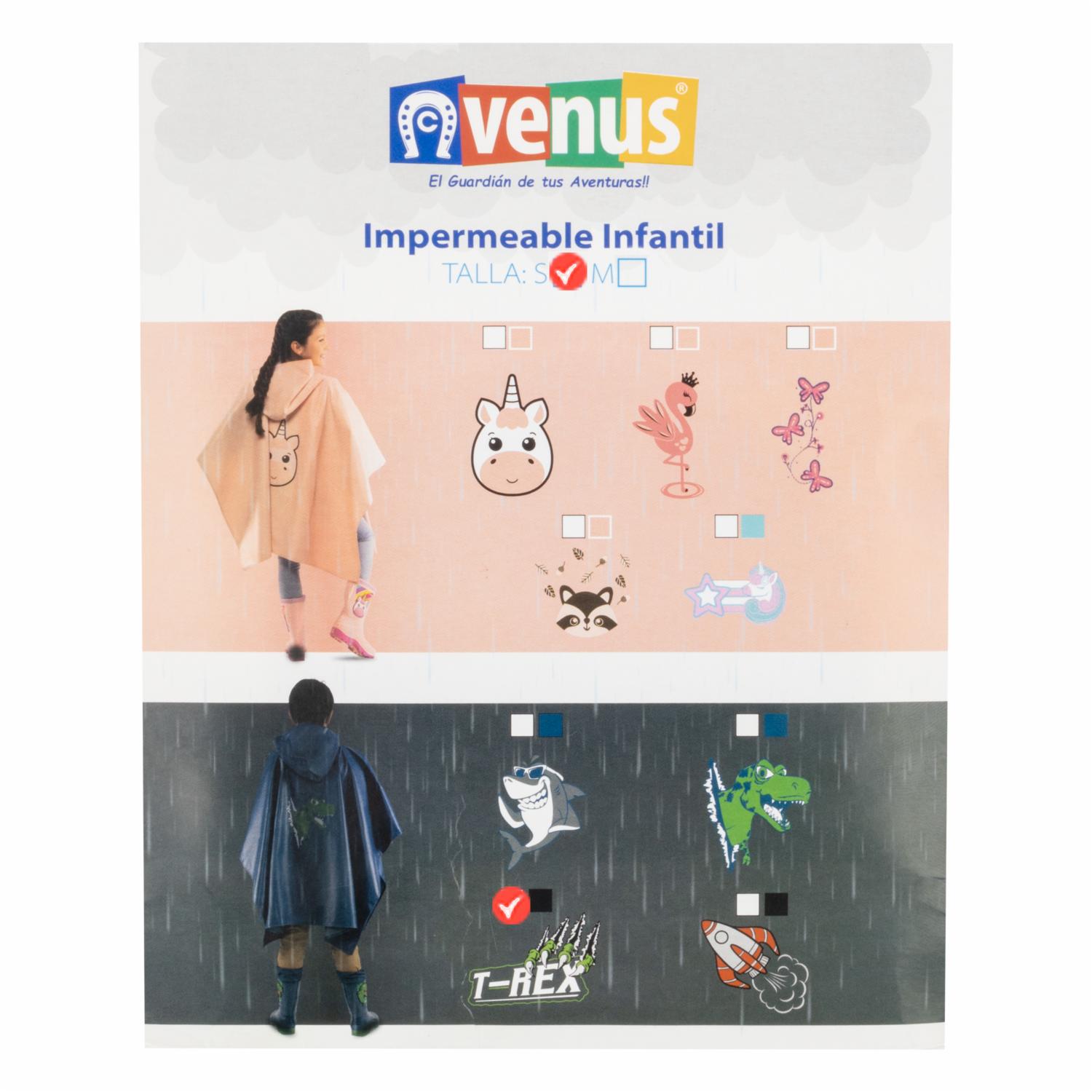 Capa Impermeable Diseño Trex Negro VENUS Talla Pequeño - Imagen 3