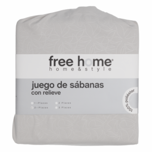 Juego De Sábanas Con Relieve Bouquet Gris FREE HOME