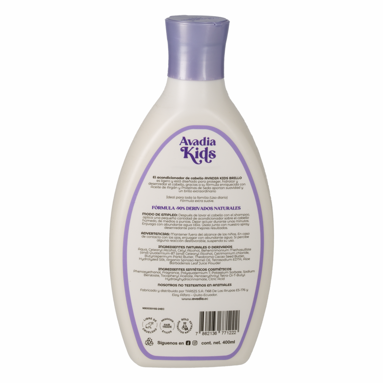 Acondicionador Brillo-Shine Aceite De Argán Y Gotas De Ceda Kids AVADÍA 400 Ml