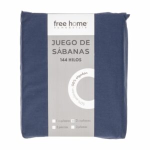 Juego De Sábanas Polialgodón Azul Noche ZIBA HOME 2 Plazas Y 1/2