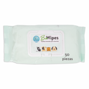 Toallas Húmedas Para Mascotas Con Aloe 16x20 Cm BIOWIPES 50 Piezas