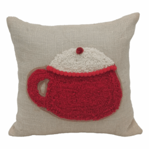Cojín Navideño De Yute Diseño Taza POMAROSA 45X45 CM